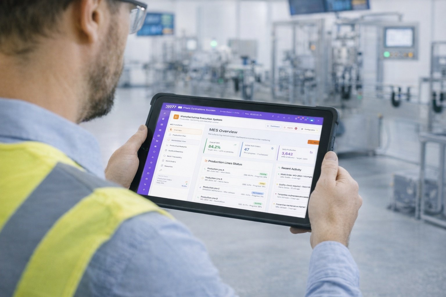 2020 – Plant Manager with IRIS MES dashboard on tablet